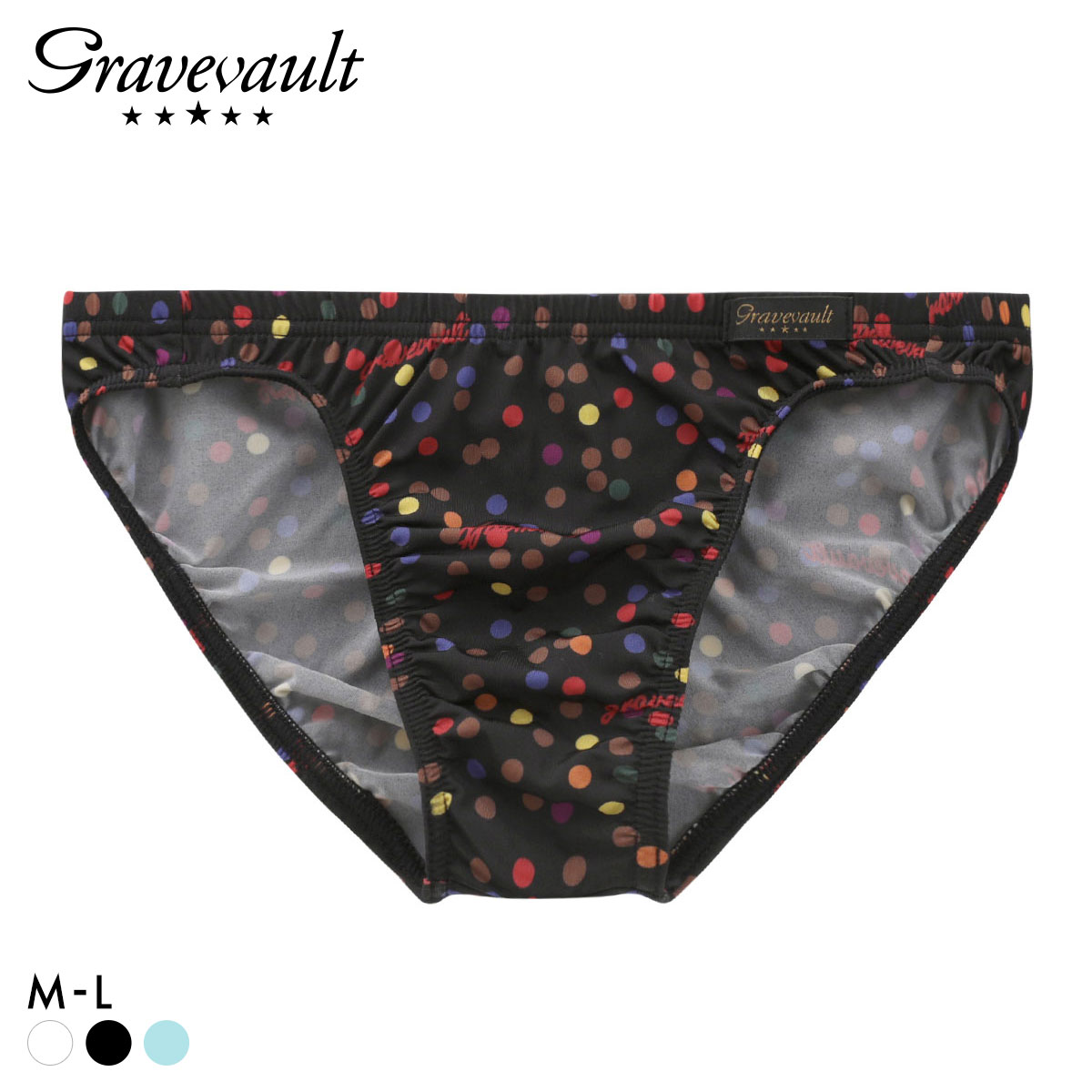 グレイブボールト Dot ビキニ ブリーフ メンズ Gravevault 日本製(BK-ブラック-M)