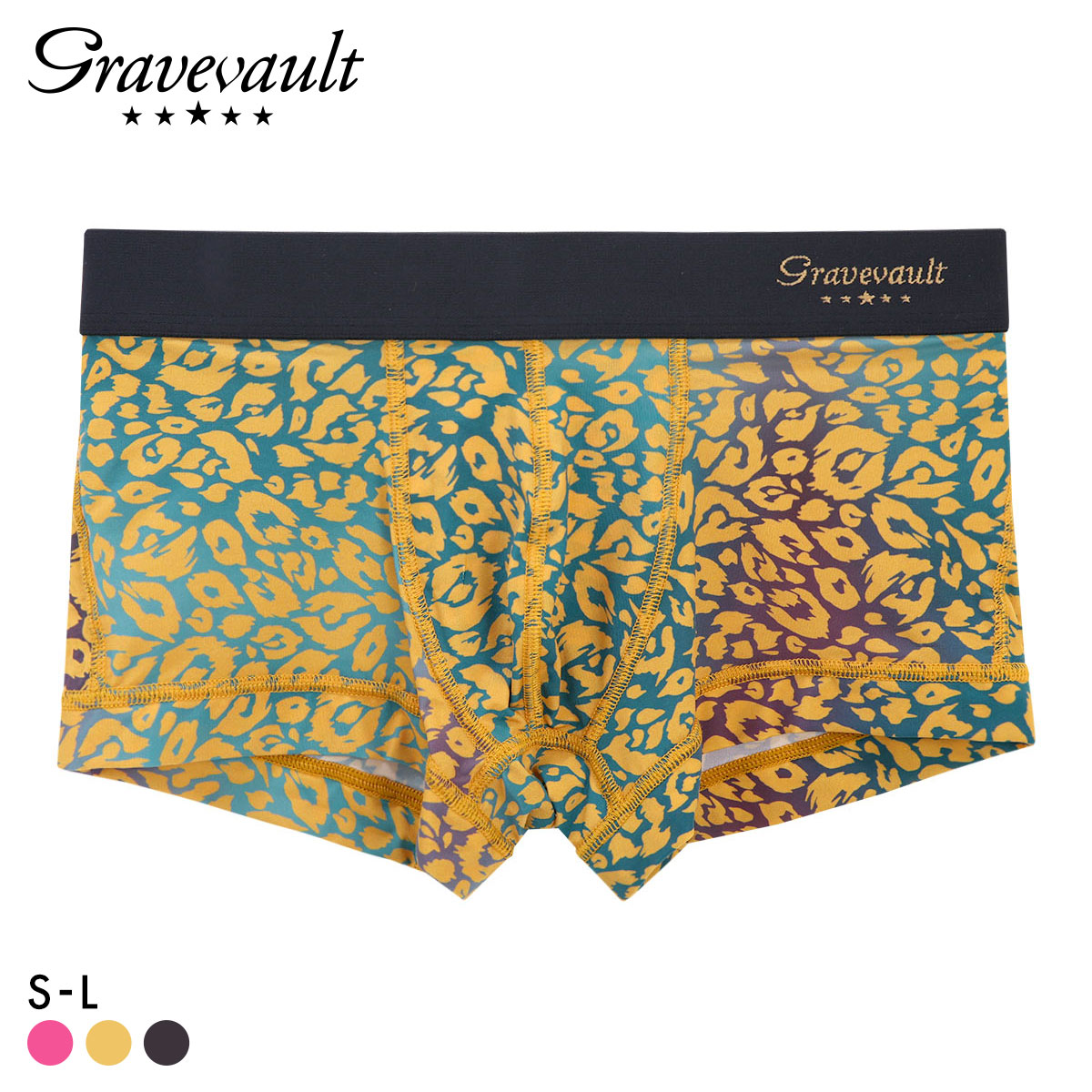 グレイブボールト NEO LEOPARD ローライズ ボクサーパンツ メンズ Gravevault 前とじ S M L 3052571(YE-イエロー-S)