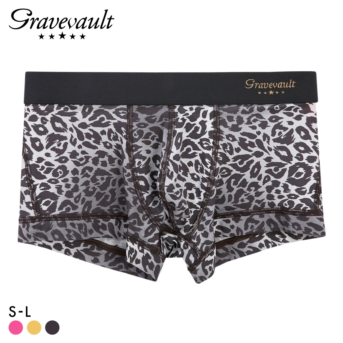 グレイブボールト NEO LEOPARD ローライズ ボクサーパンツ メンズ Gravevault 前とじ S M L 3052571(BK-ブラック-S)