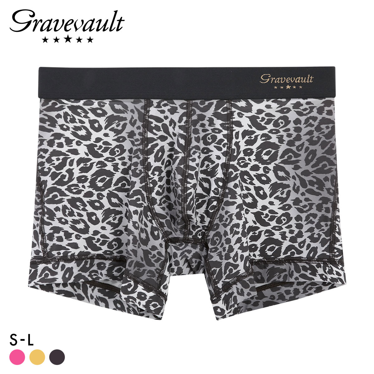 グレイブボールト NEO LEOPARD ショート ボクサーパンツ メンズ Gravevault 前とじ S M L 3052572(BK-ブラック-S)