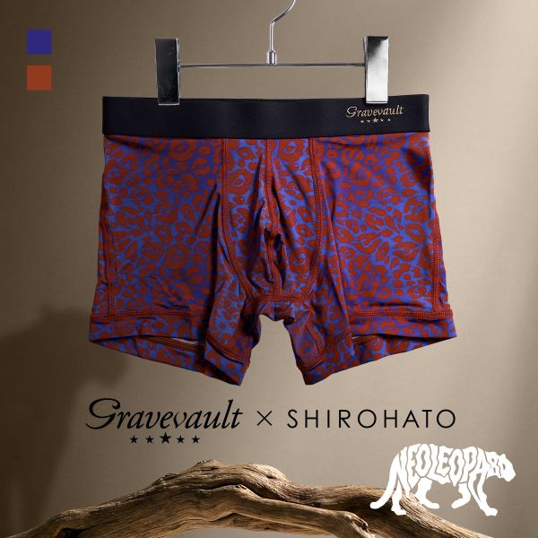 グレイブボールト Gravevault×SHIROHATO 別注 限定カラー NEO LEOPARD ショートボクサーパンツ メンズ 前とじ M L XL