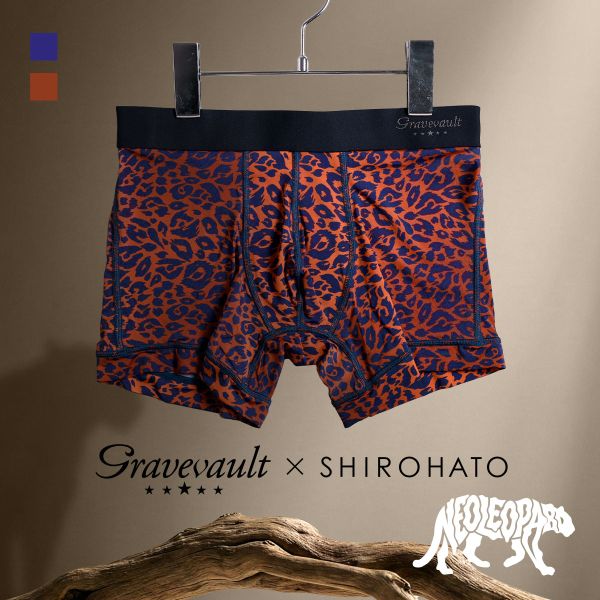 グレイブボールト Gravevault×SHIROHATO 別注 限定カラー NEO LEOPARD ショートボクサーパンツ メンズ 前とじ M L XL