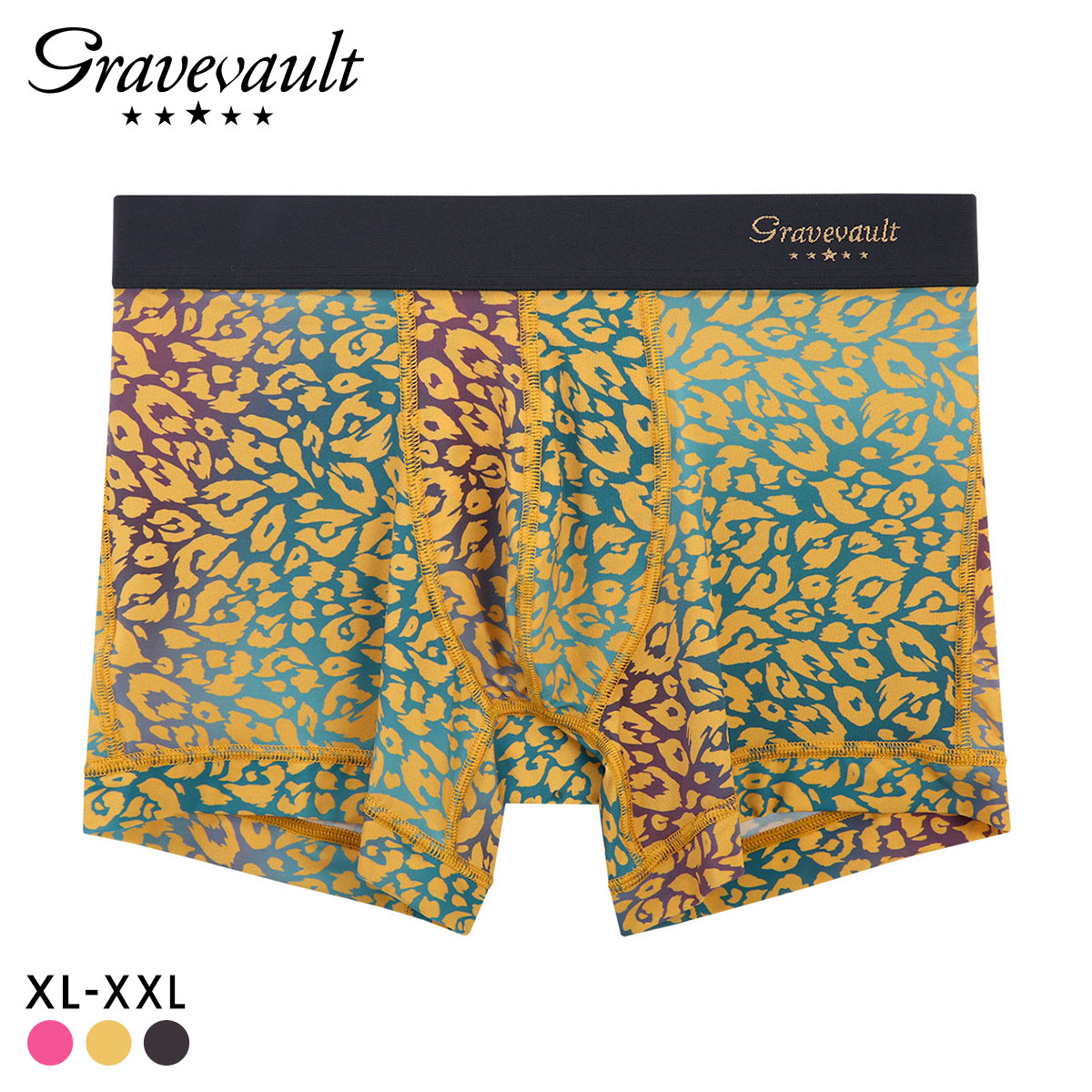 グレイブボールト NEO LEOPARD ショート ボクサーパンツ メンズ Gravevault 前とじ XL XXL 大きいサイズ 3052572(YE-イエロー-XL)