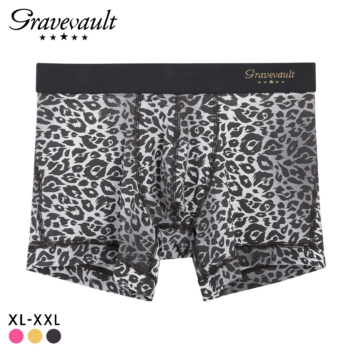 グレイブボールト NEO LEOPARD ショート ボクサーパンツ メンズ Gravevault 前とじ XL XXL 大きいサイズ 3052572(BK-ブラック-XL)