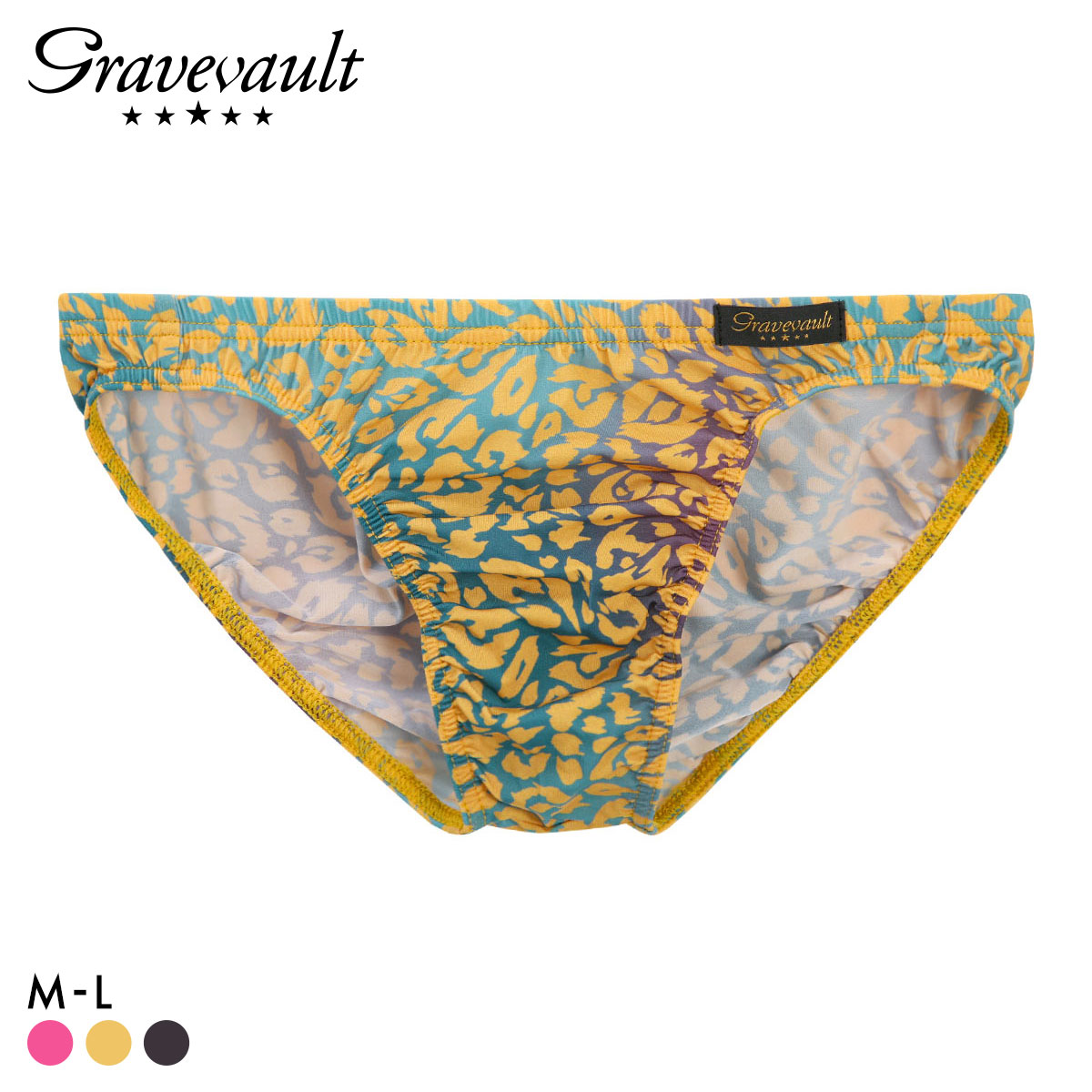 グレイブボールト NEO LEOPARD フルバック ビキニ  M L ブリーフ メンズ Gravevault 前とじ 3052575(YE-イエロー-M)