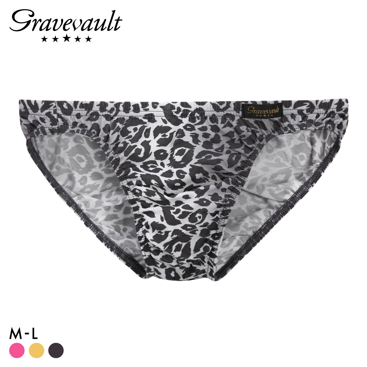 グレイブボールト NEO LEOPARD フルバック ビキニ  M L ブリーフ メンズ Gravevault 前とじ 3052575(BK-ブラック-M)