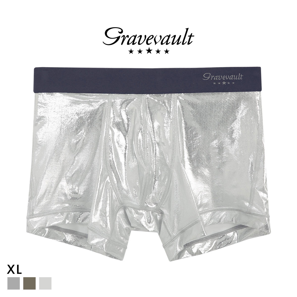 グレイブボールト Metallic ショート ボクサーパンツ メンズ Gravevault 前とじ XL 3052582 大きいサイズ(SL-シルバー-XL)