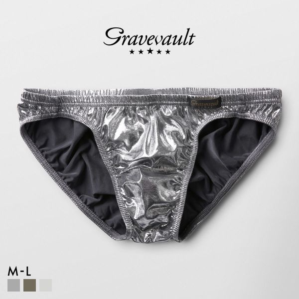 グレイブボールト Metallic フルバック ビキニ  M L ブリーフ メンズ Gravevault 前とじ 3052585