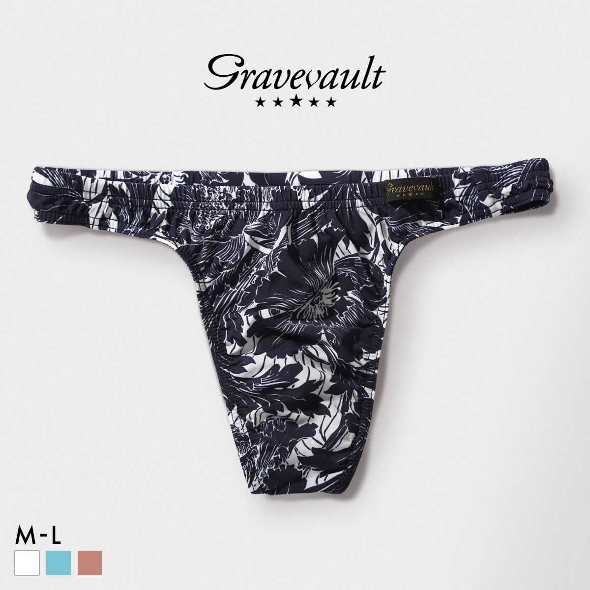 グレイブボールト FLOWER Tバック ビキニ ML メンズ Gravevault 前とじ 3052596 日本製(WH-ホワイト-M)
