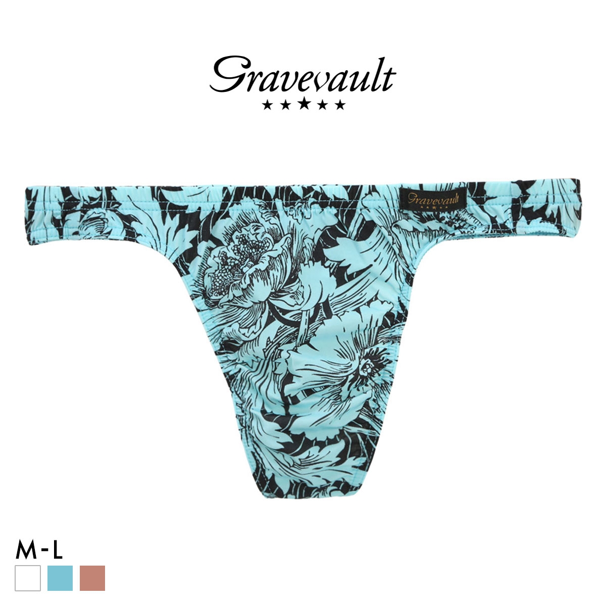 グレイブボールト FLOWER Tバック ビキニ ML メンズ Gravevault 前とじ 3052596 日本製(MI-ミント-M)