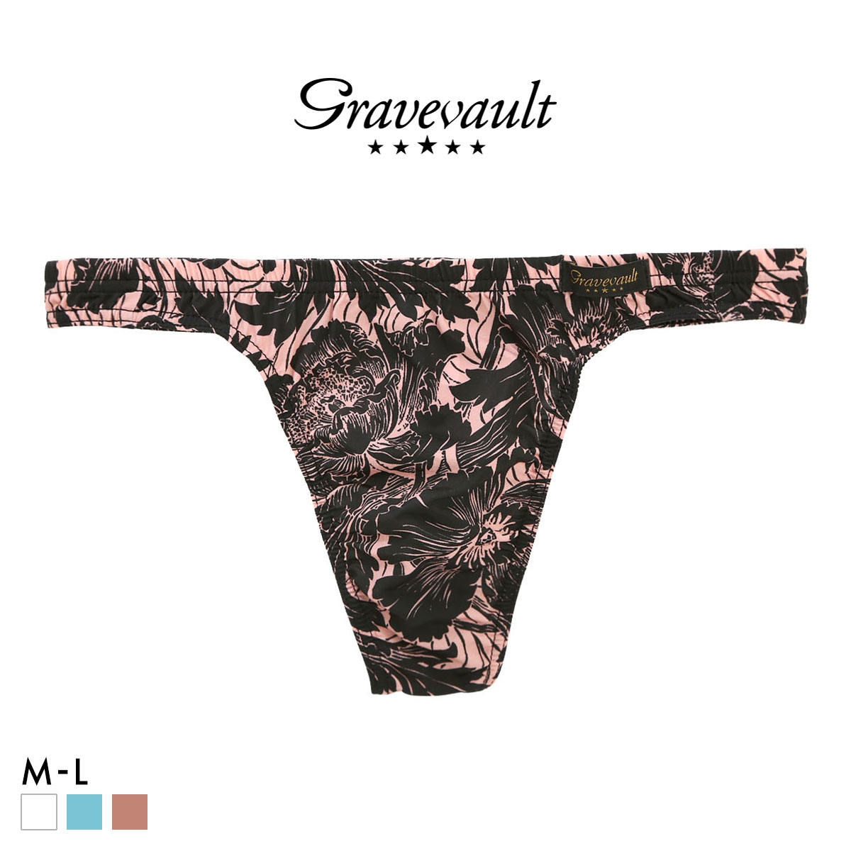 グレイブボールト FLOWER Tバック ビキニ ML メンズ Gravevault 前とじ 3052596 日本製(PI-ピンク-M)