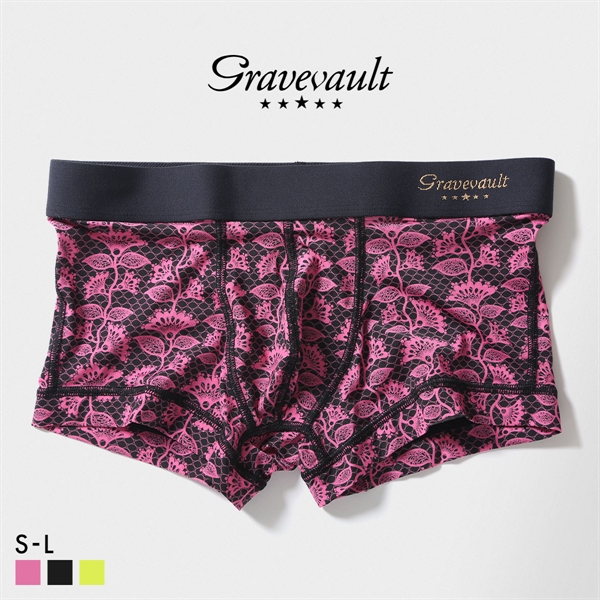 グレイブボールト BARBED FLOWER ローライズ ボクサーパンツ メンズ Gravevault 前とじ S M L 3052601 日本製