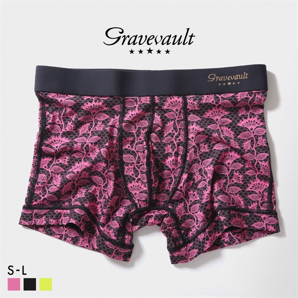グレイブボールト BARBED FLOWER ショート ボクサーパンツ メンズ Gravevault 前とじ S M L 3052602 日本製