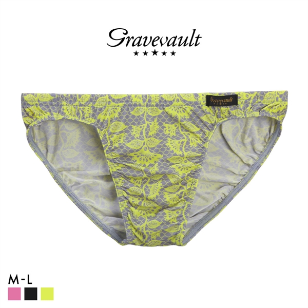 グレイブボールト BARBED FLOWER フルバック ビキニ  M L ブリーフ メンズ Gravevault 前とじ 3052605 日本製
