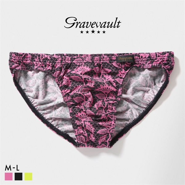 グレイブボールト BARBED FLOWER フルバック ビキニ  M L ブリーフ メンズ Gravevault 前とじ 3052605 日本製