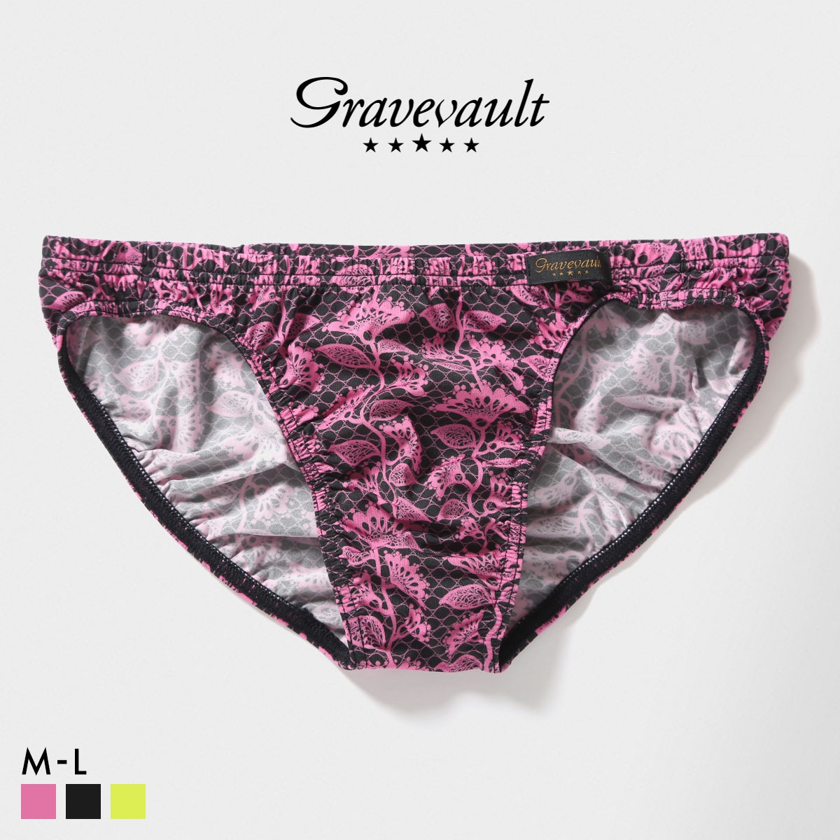 グレイブボールト BARBED FLOWER フルバック ビキニ  M L ブリーフ メンズ Gravevault 前とじ 3052605 日本製