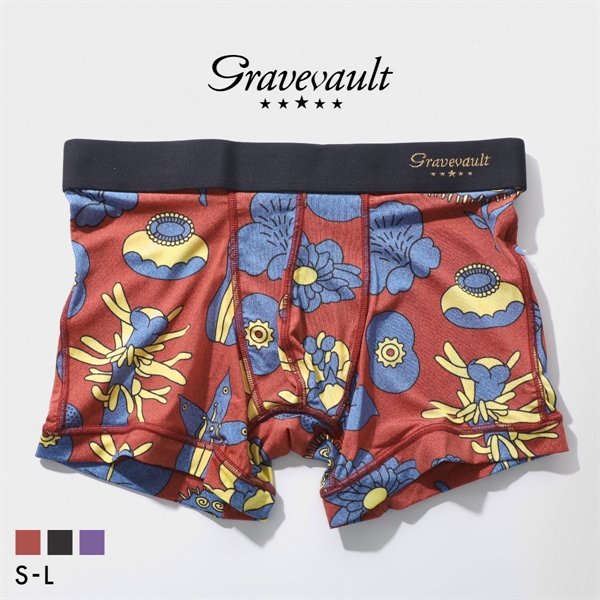 グレイブボールト EMBRO FLOWER ショート ボクサーパンツ メンズ Gravevault 前とじ S M L 3052612 日本製