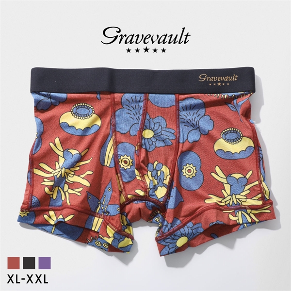 グレイブボールト EMBRO FLOWER ショート ボクサーパンツ メンズ Gravevault 前とじ XL XXL 3052612 ビッグサイズ 日本製