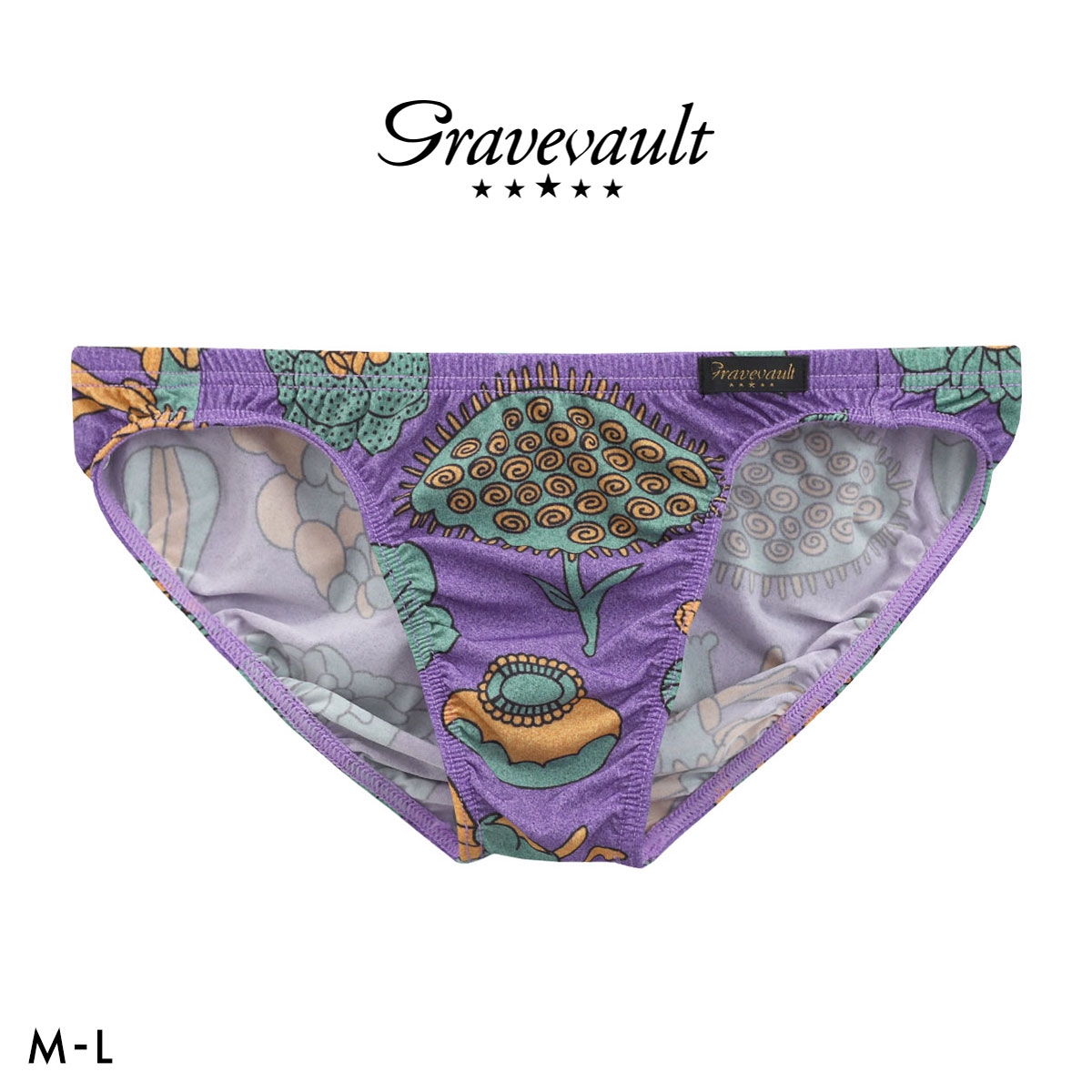 グレイブボールト EMBRO FLOWER フルバック ビキニ  M L ブリーフ メンズ Gravevault 前とじ 3052615 日本製(PU-パープル-M)