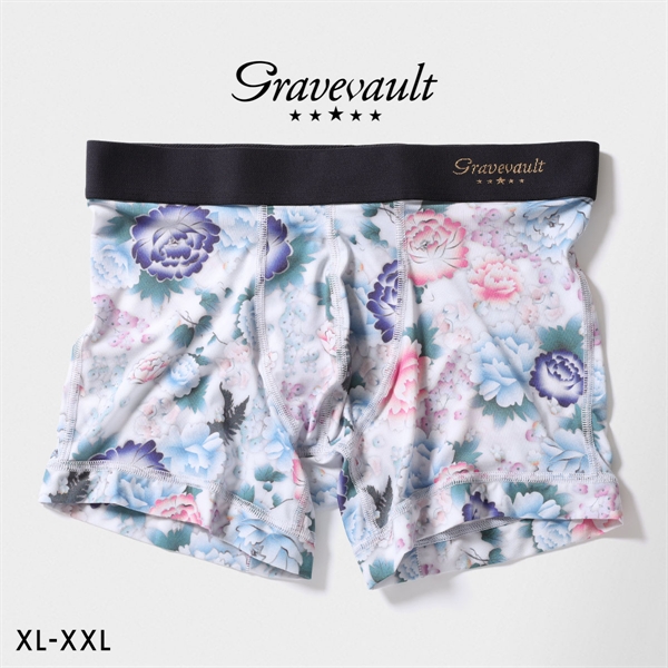 グレイブボールト Gravevault PEONY FLOWER ショートボクサー メンズ ボクサーパンツ 前とじ XL XXL 日本製