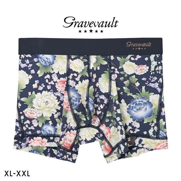 グレイブボールト Gravevault PEONY FLOWER ショートボクサー メンズ ボクサーパンツ 前とじ XL XXL 日本製