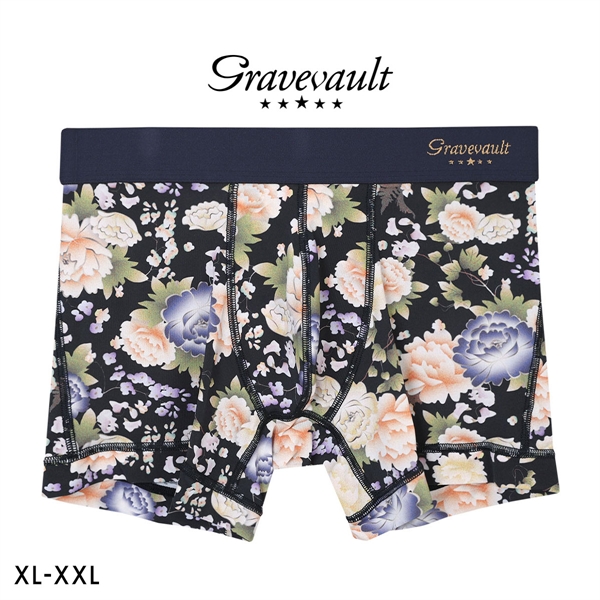 グレイブボールト Gravevault PEONY FLOWER ショートボクサー メンズ ボクサーパンツ 前とじ XL XXL 日本製