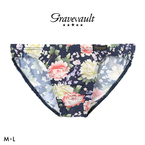 グレイブボールト Gravevault PEONY FLOWER フルバック ビキニ メンズ ブリーフ 前とじ S M L 日本製