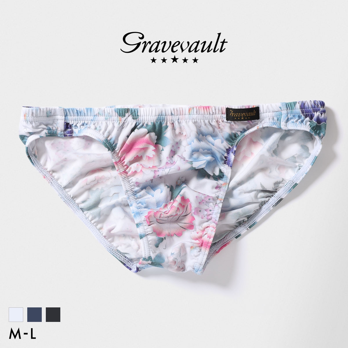 グレイブボールト Gravevault PEONY FLOWER フルバック ビキニ メンズ ブリーフ 前とじ S M L 日本製