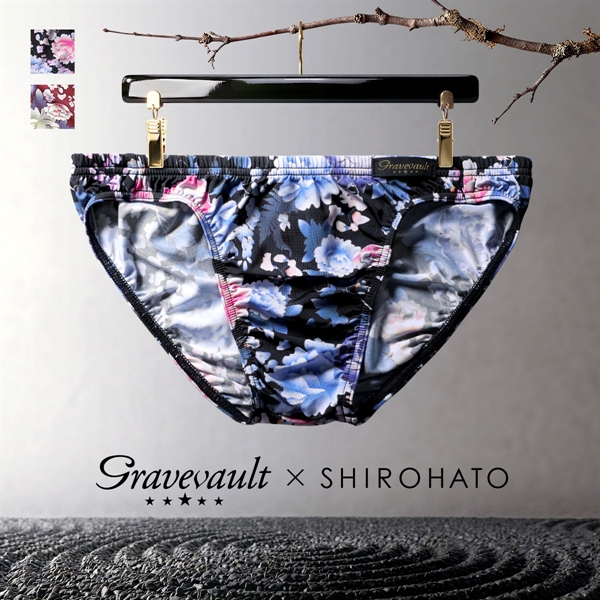ビキニ グレイブボールト Gravevault×SHIROHATO 別注 限定 PEONY FLOWER ブリーフ メンズ パンツ 下着 前閉じ 日本製