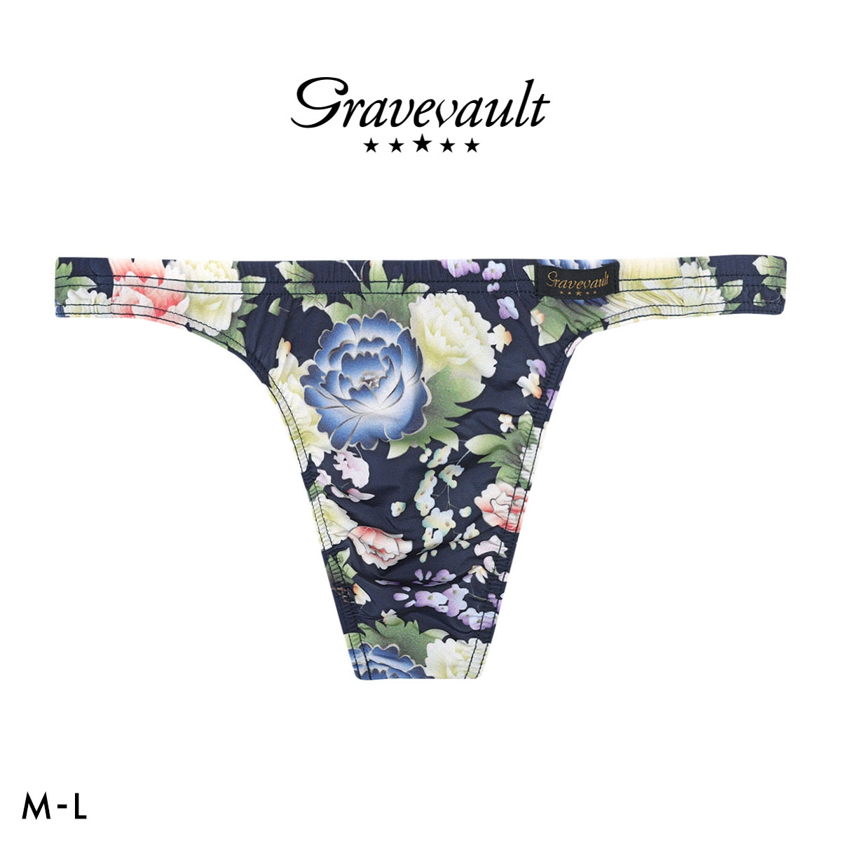 グレイブボールト Gravevault PEONY FLOWER Tバック ビキニ メンズ 前とじ M L 日本製(NV-ネイビー-M)