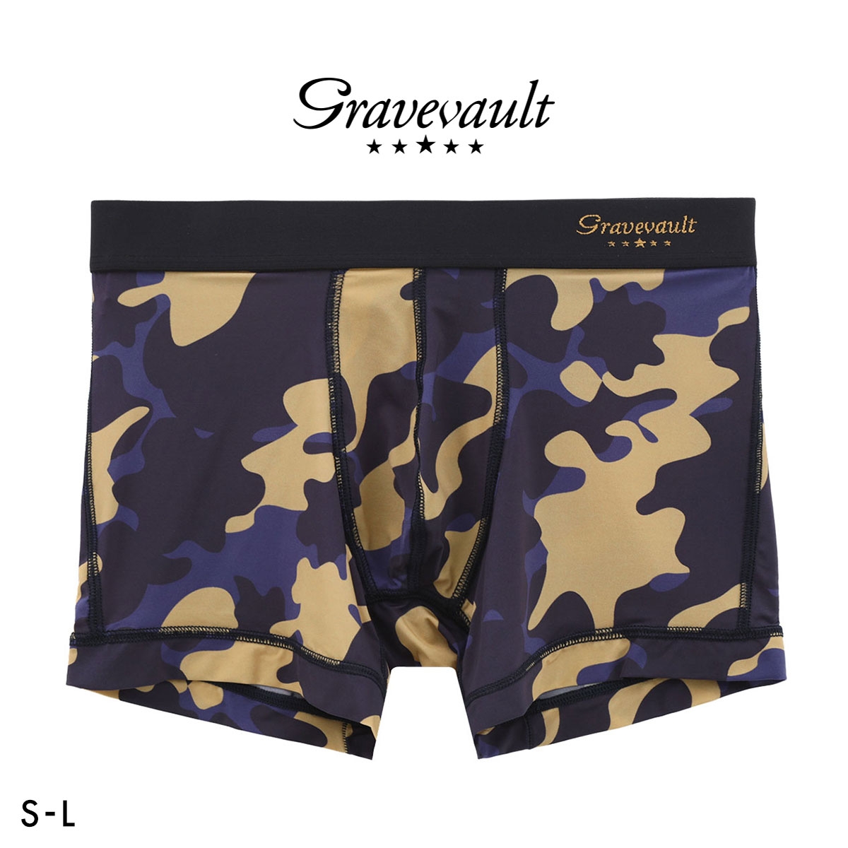 グレイブボールト Stealth camo ショートボクサー メンズ ボクサーパンツ 前とじ S M L Gravevault(NV-ネイビー-S)