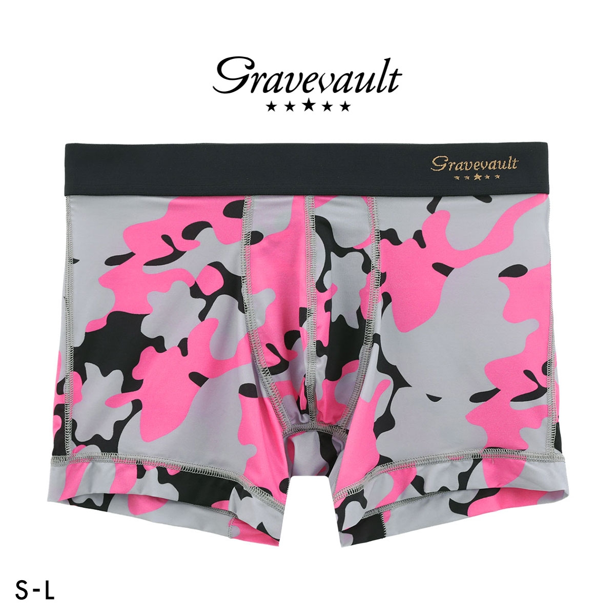 グレイブボールト Stealth camo ショートボクサー メンズ ボクサーパンツ 前とじ S M L Gravevault(GY-グレー-S)