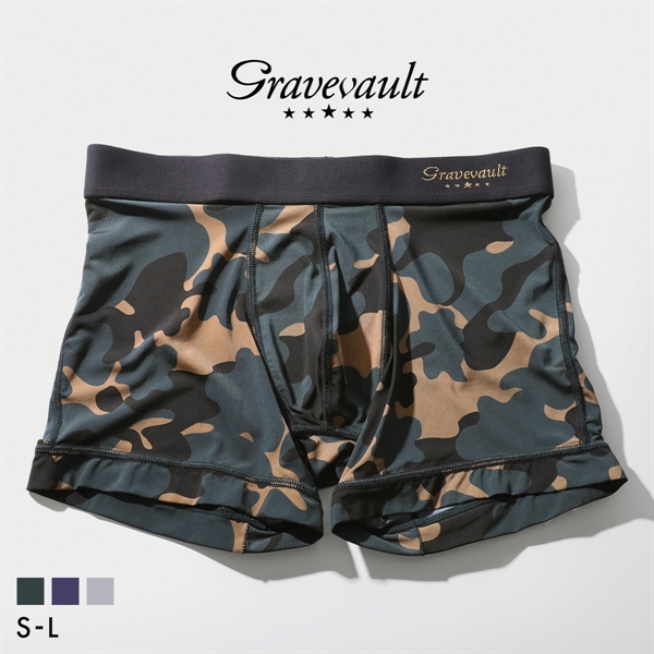 グレイブボールト Stealth camo ショートボクサー メンズ ボクサーパンツ 前とじ S M L Gravevault