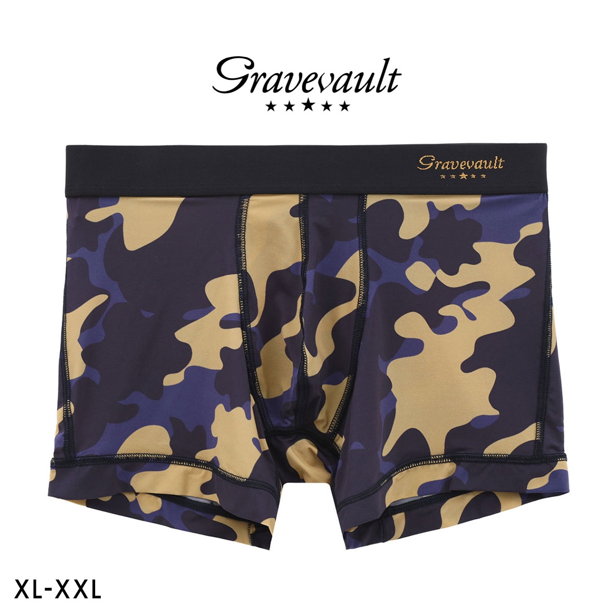 グレイブボールト Stealth camo ショートボクサー メンズ ボクサーパンツ 前とじ LL 3L 大きいサイズ Gravevault(NV-ネイビー-XL)