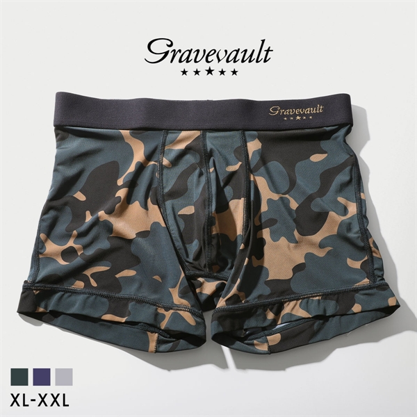 グレイブボールト Stealth camo ショートボクサー メンズ ボクサーパンツ 前とじ LL 3L 大きいサイズ Gravevault