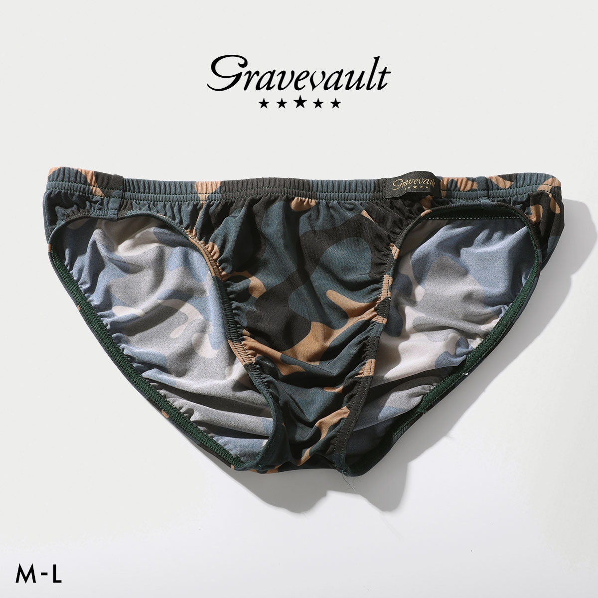 グレイブボールト Stealth camo フルバック ビキニ メンズ ブリーフ 前とじ S M L Gravevault(GR-グリーン-M)