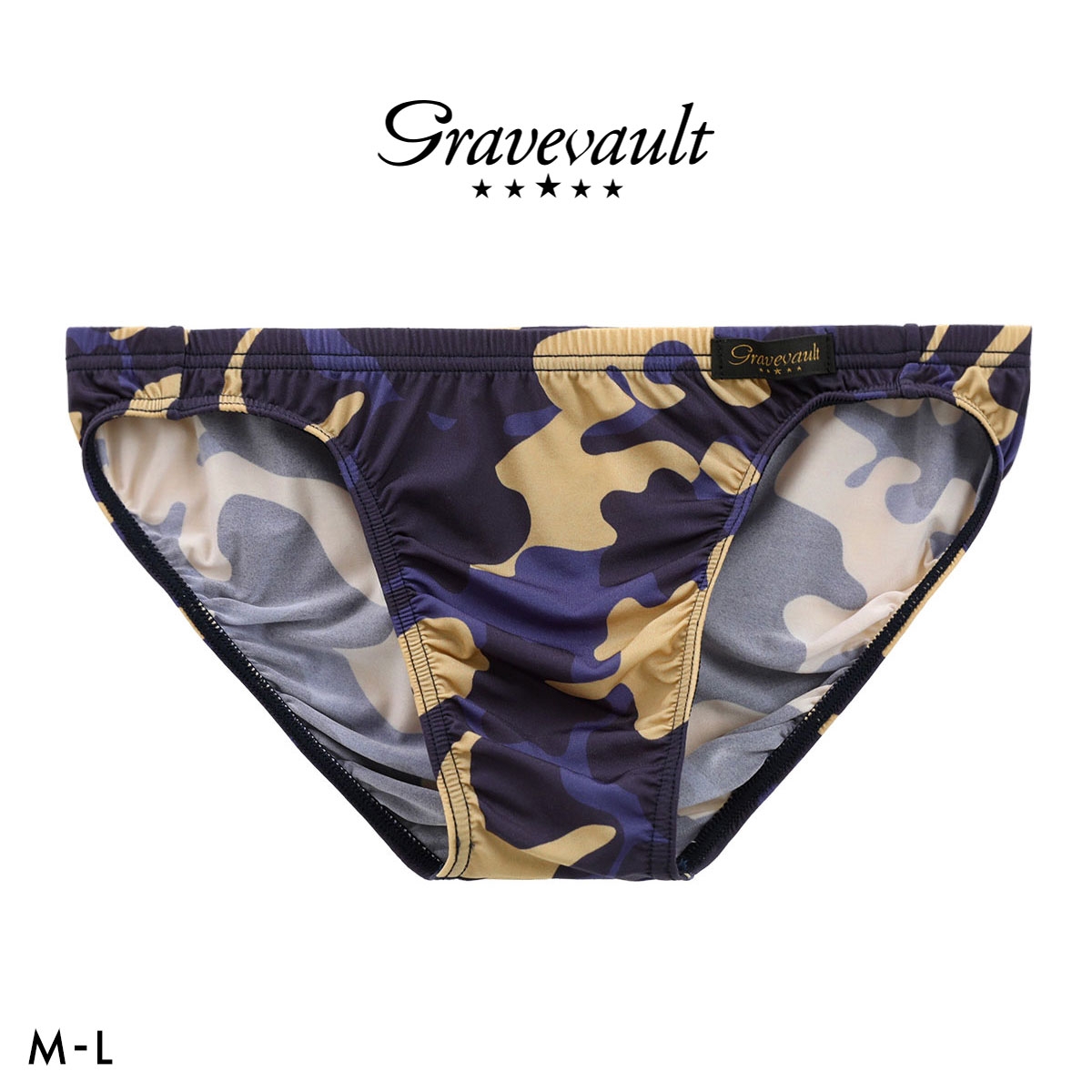 グレイブボールト Stealth camo フルバック ビキニ メンズ ブリーフ 前とじ S M L Gravevault(NV-ネイビー-M)