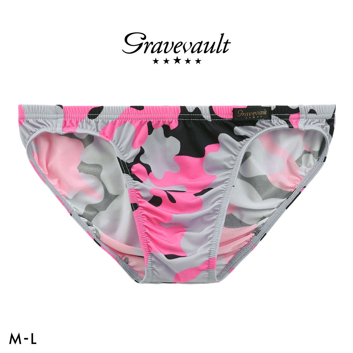 グレイブボールト Stealth camo フルバック ビキニ メンズ ブリーフ 前とじ S M L Gravevault(GY-グレー-M)