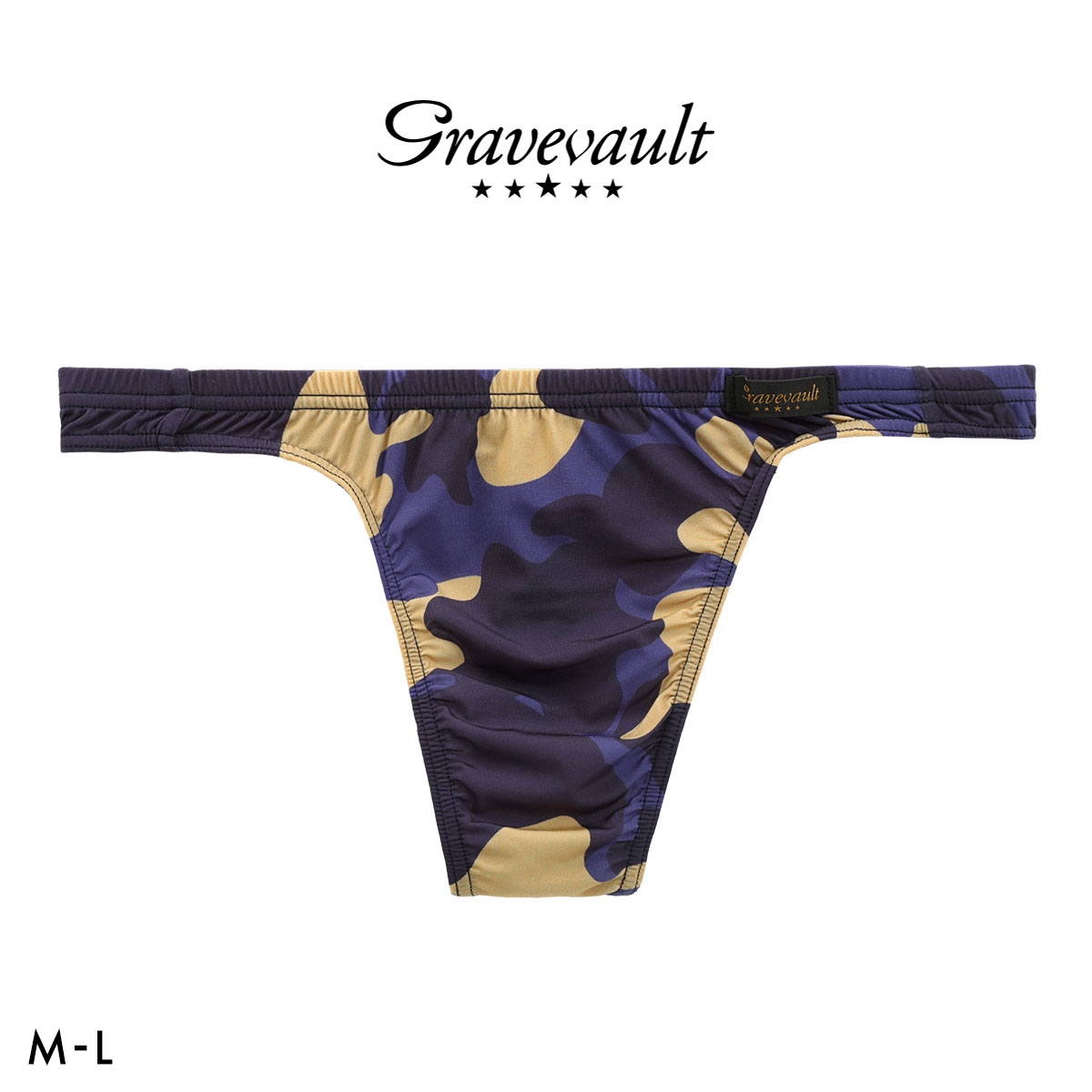 グレイブボールト Stealth camo Tバック ビキニ メンズ 前とじ M L Gravevault(NV-ネイビー-M)