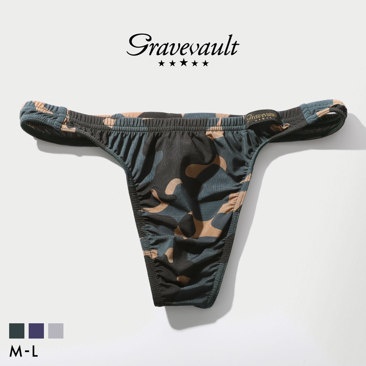 グレイブボールト Stealth camo Tバック ビキニ メンズ 前とじ M L Gravevault