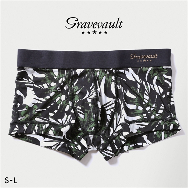 グレイブボールト monstera leaf ローライズ ボクサーパンツ メンズ 前とじ S M L Gravevault