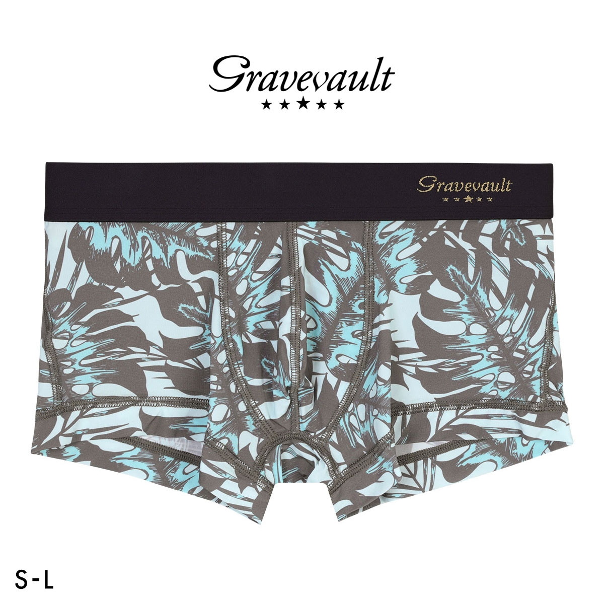 グレイブボールト monstera leaf ローライズ ボクサーパンツ メンズ 前とじ S M L Gravevault(BR-ブラウン-S)