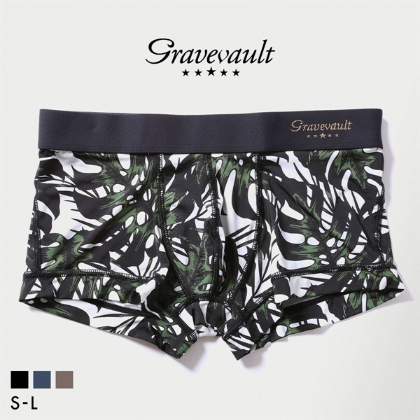グレイブボールト monstera leaf ローライズ ボクサーパンツ メンズ 前とじ S M L Gravevault