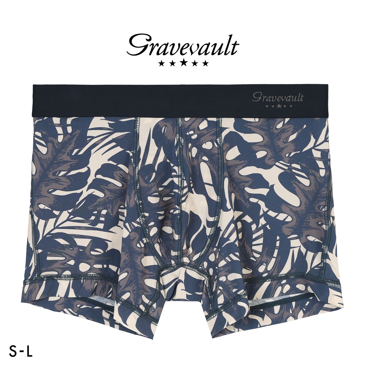 グレイブボールト monstera leaf ショートボクサー メンズ ボクサーパンツ 前とじ S M L Gravevault(NV-ネイビー-S)