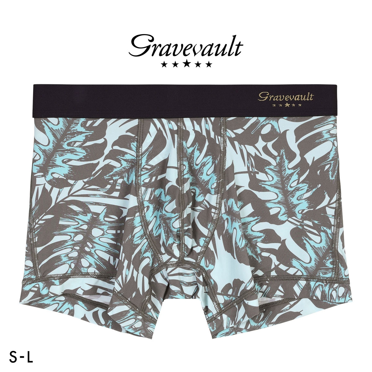 グレイブボールト monstera leaf ショートボクサー メンズ ボクサーパンツ 前とじ S M L Gravevault(BR-ブラウン-S)