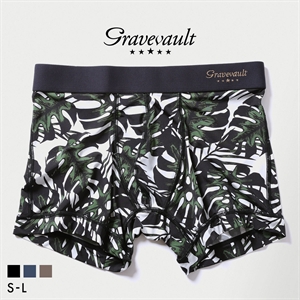 グレイブボールト monstera leaf ショートボクサー メンズ ボクサーパンツ 前とじ S M L Gravevault