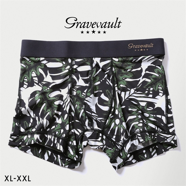 グレイブボールト monstera leaf ショートボクサー メンズ ボクサーパンツ 前とじ XL XXL 大きいサイズ Gravevault