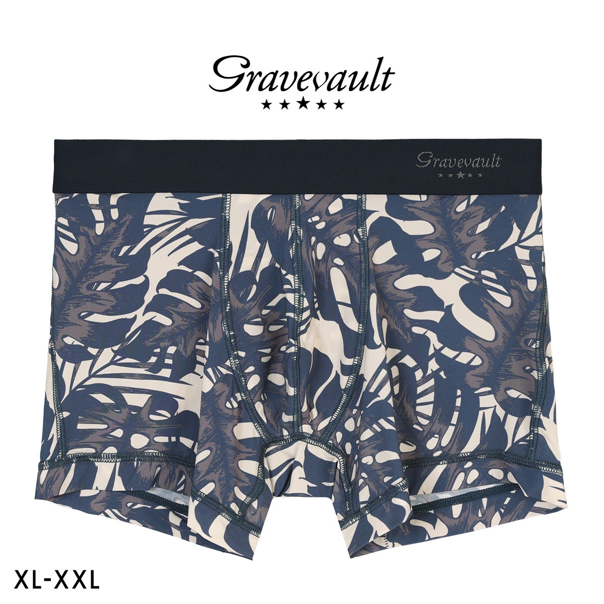 グレイブボールト monstera leaf ショートボクサー メンズ ボクサーパンツ 前とじ XL XXL 大きいサイズ Gravevault(NV-ネイビー-XL)