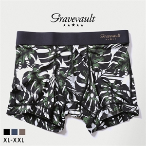 グレイブボールト monstera leaf ショートボクサー メンズ ボクサーパンツ 前とじ XL XXL 大きいサイズ Gravevault