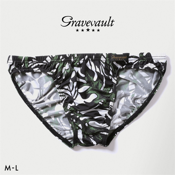 グレイブボールト monstera leaf フルバック ビキニ メンズ ブリーフ 前とじ S M L Gravevault